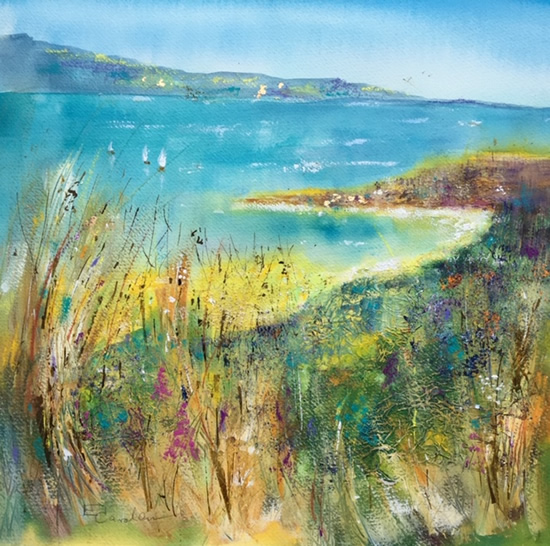 Beach Painting - Grasses and bay
